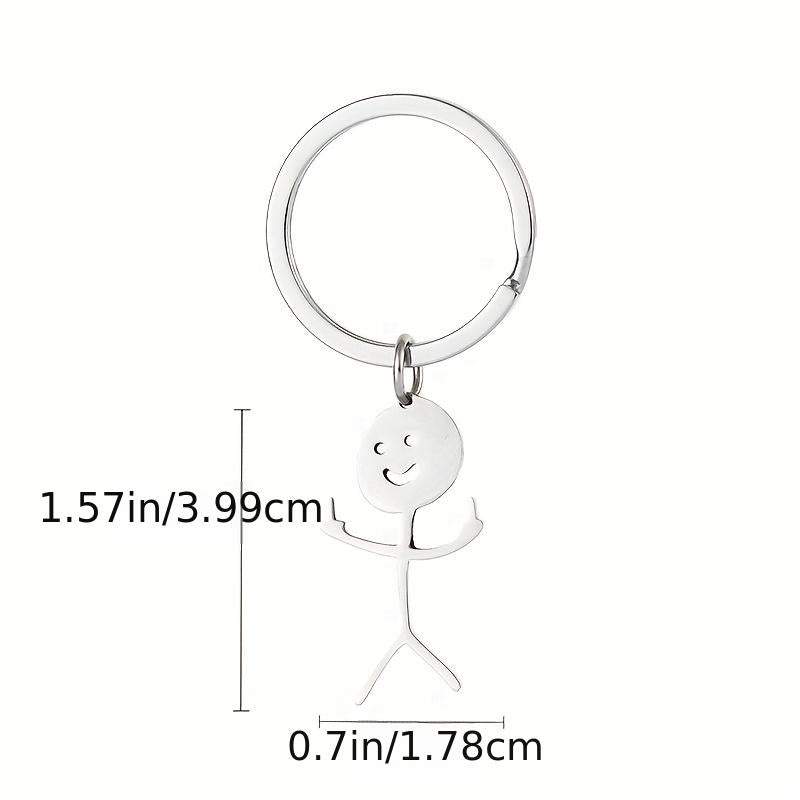 Cartoon Figure Shaped Cute Keychain for Men & Women, 1 Piece Creative Stainless Steel Keychain for Car Key, Funny Metal Key Holder & Key Fob, Cute Kawaii Accessories As Xmas Gift - Shapelys