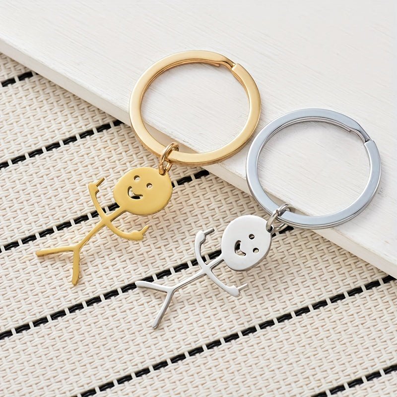 Cartoon Figure Shaped Cute Keychain for Men & Women, 1 Piece Creative Stainless Steel Keychain for Car Key, Funny Metal Key Holder & Key Fob, Cute Kawaii Accessories As Xmas Gift - Shapelys