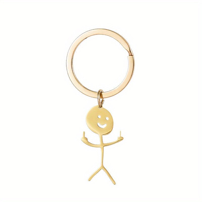 Cartoon Figure Shaped Cute Keychain for Men & Women, 1 Piece Creative Stainless Steel Keychain for Car Key, Funny Metal Key Holder & Key Fob, Cute Kawaii Accessories As Xmas Gift - Shapelys