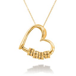 Custom Engraved Heart Necklace • Personalized Kids Name Necklace with Engraved Beads • Personalized Gifts for Mom - Shapelys
